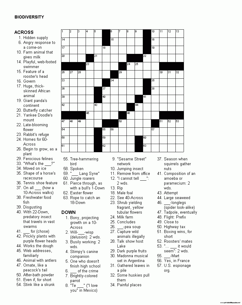 New York Times Crossword Puzzle Printable ...