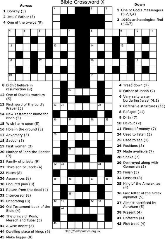 15 Fun Bible Crossword Puzzles Kitty Baby Love