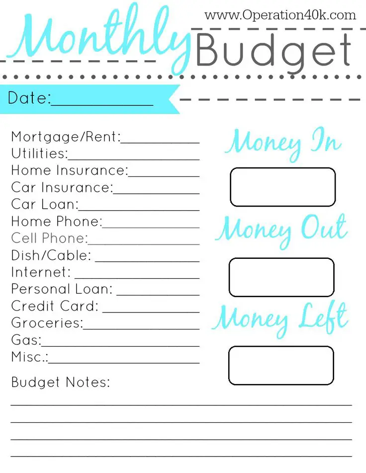 20 Free Printable Monthly Budget Planners Kitty Baby Love