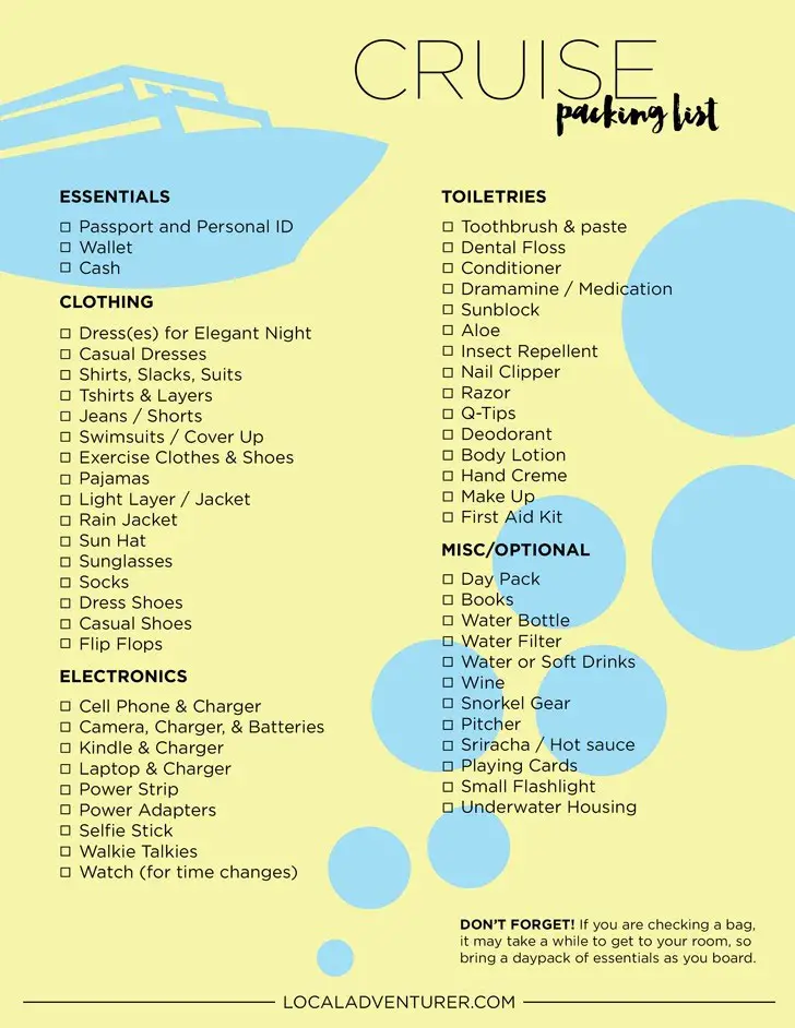 12 Super Helpful Cruise Packing Checklists Kitty Baby Love