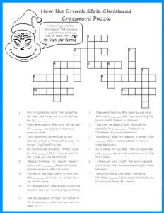 Christmas Carol Crossword Puzzle