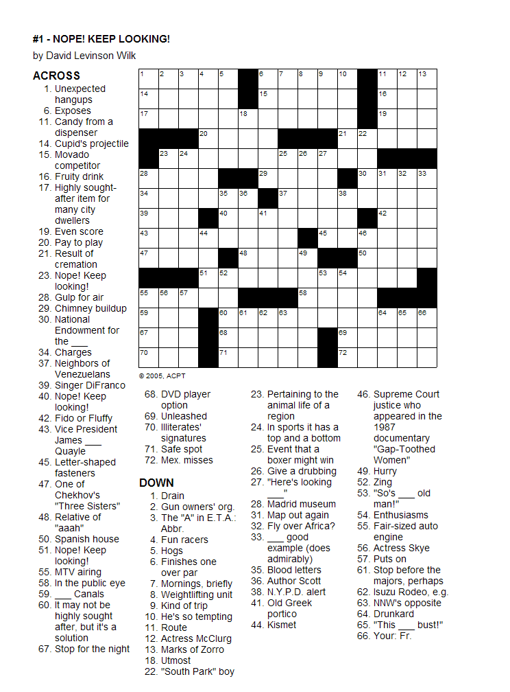 Large Print Medium Level Free Printable Crossword Puzzles ...