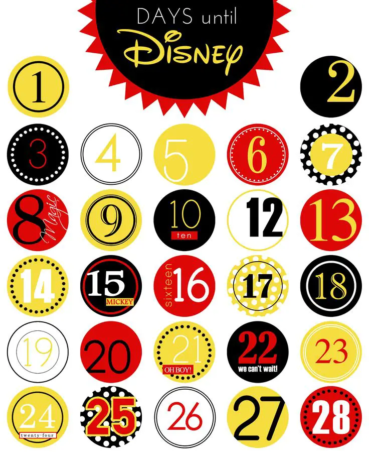 Free Printable Disney Countdown Calendar Printable Word Searches