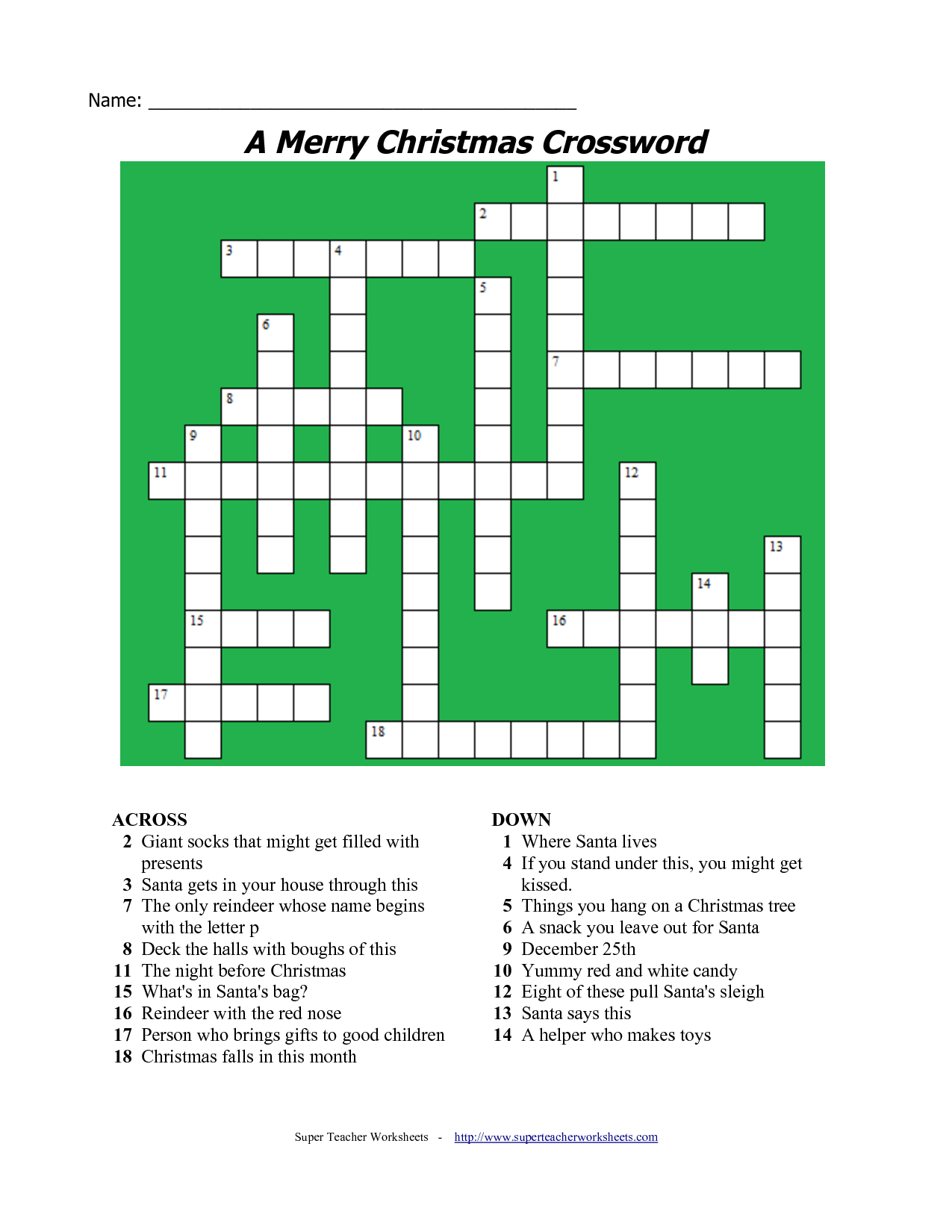 Christmas Crossword Puzzle