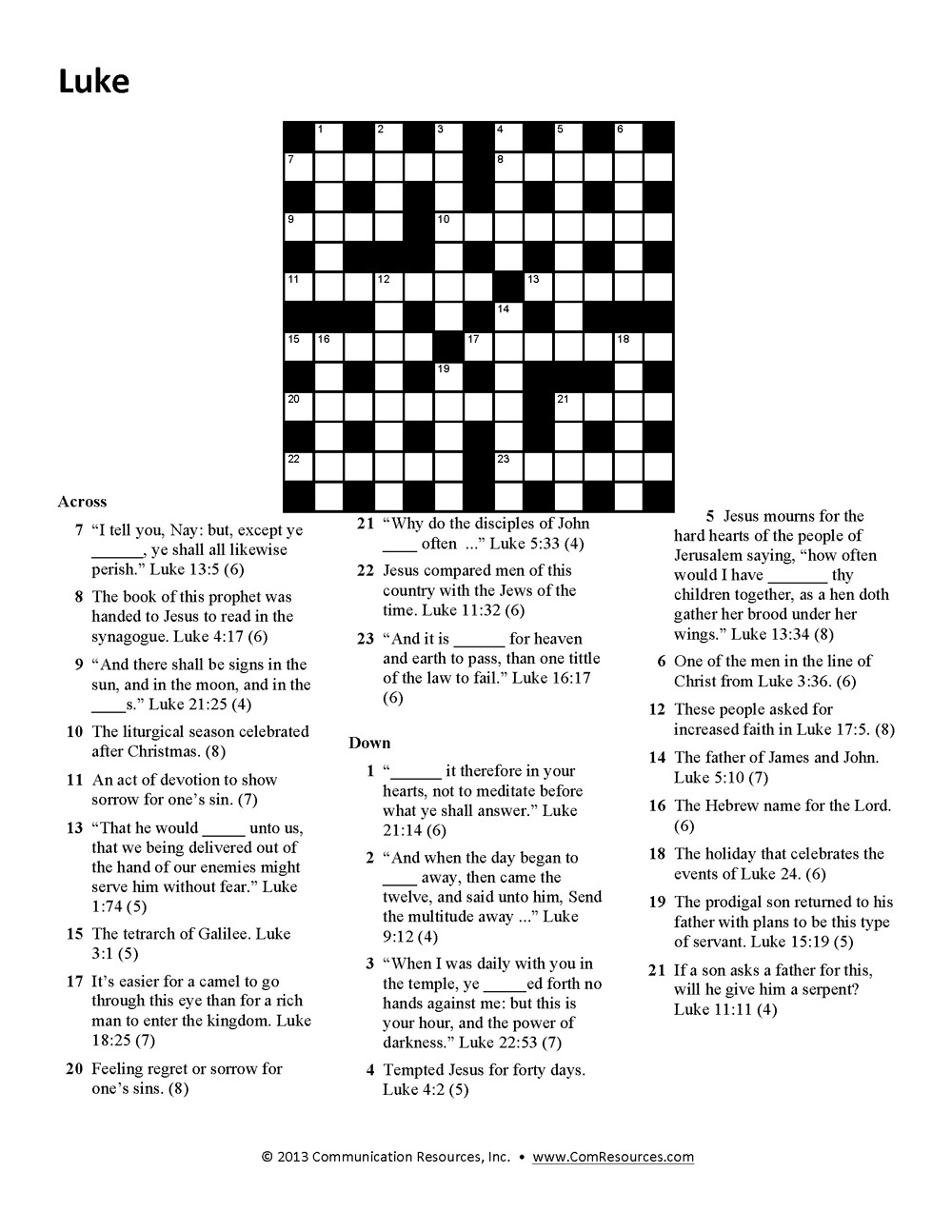 Christian Crossword Puzzles Printable Faith