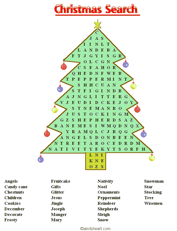 Free Printable Christmas Word Puzzles
