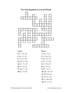 Algebra Crossword Puzzle