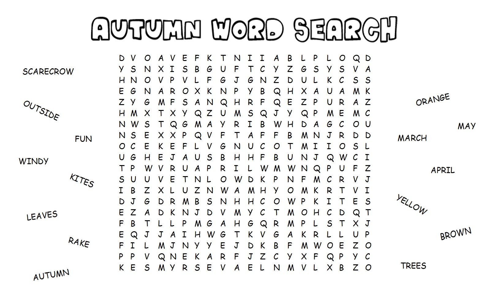 18 Fun Fall Word Search Puzzles Kitty Baby Love