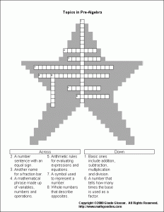 Crossword Puzzle of Maths