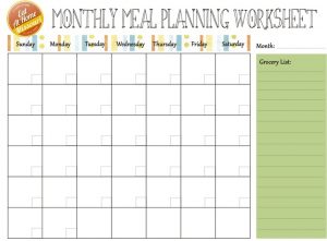 Diet Monthly Meal Planner