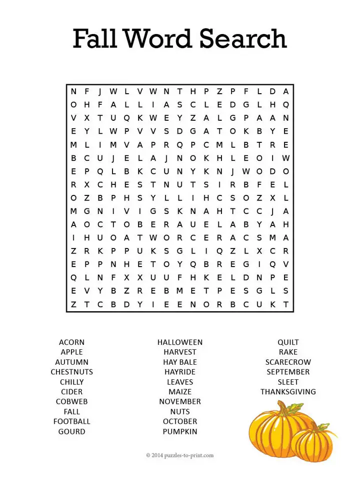 18 Fun Fall Word Search Puzzles - Kitty Baby Love