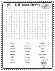 Fall Word Searches