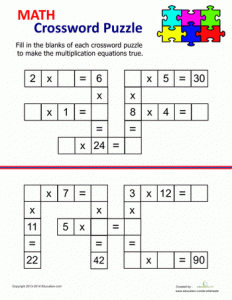 Math Crossword Puzzles for Kids