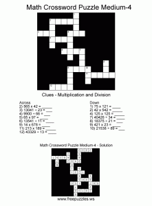 Math Crossword Puzzles with Answers