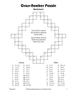 Maths Crossword Puzzles with Answers for Class 9