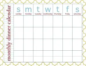 Monthly Meal Planner Calendar