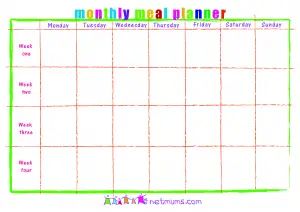 Monthly Meal Planner Template Printable