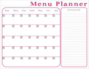 Monthly Meal Planner with Grocery List