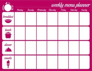 Monthly Menu Planner Printable