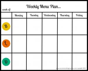 Printable Monthly Menu Planner