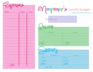 Cute Monthly Budget Planner