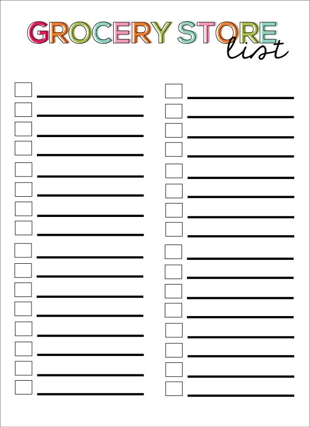 28 Free Printable Grocery List Templates - Kitty Baby Love