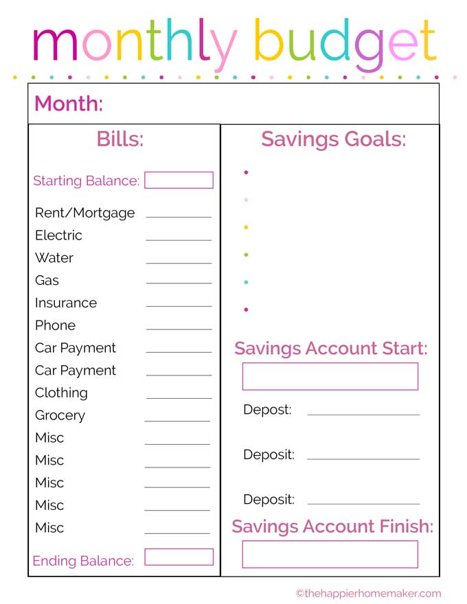 20 Free Printable Monthly Budget Planners Kitty Baby Love