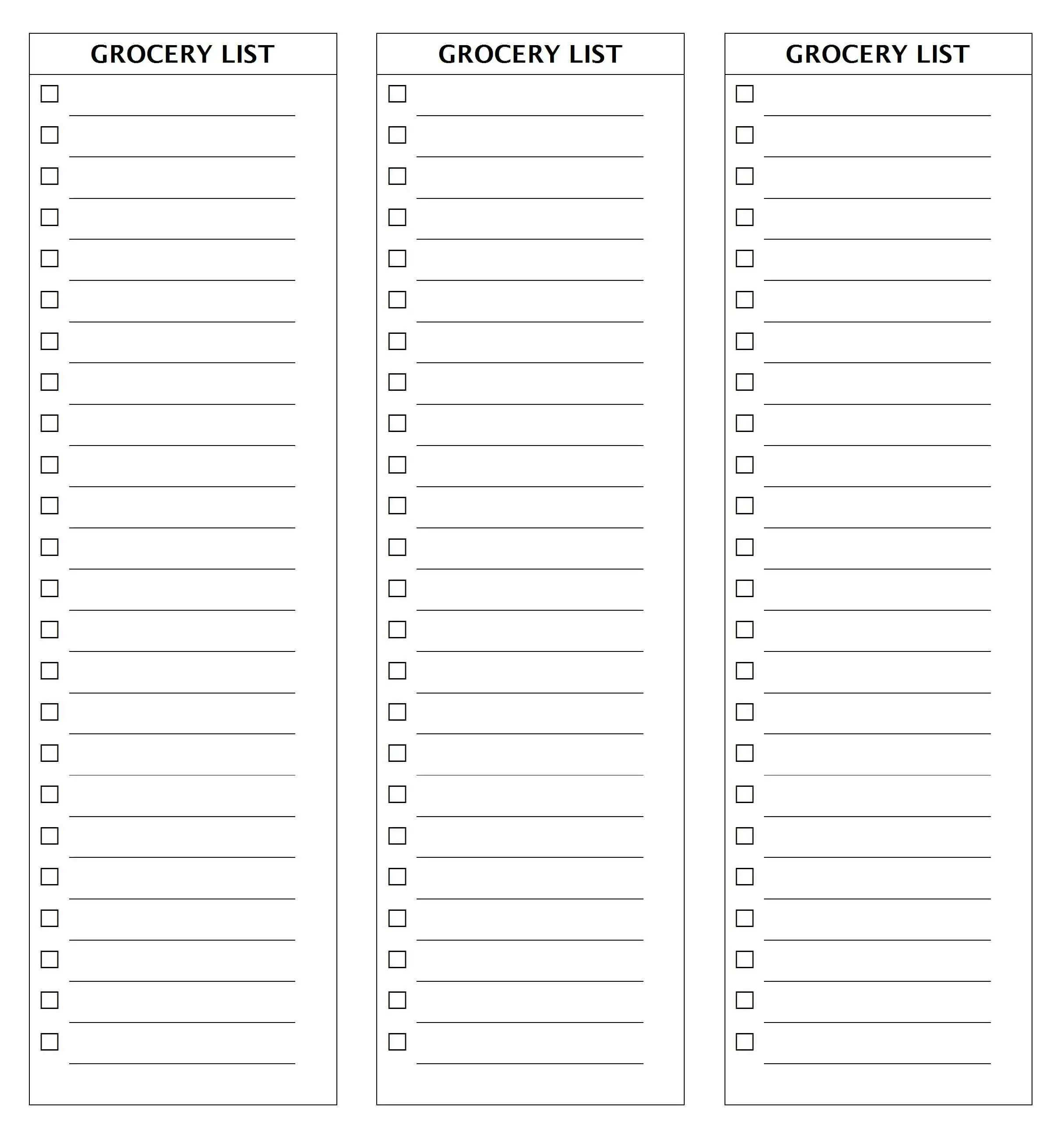 Free Printable Lined Grocery List