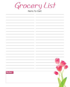 Free Printable Grocery Shopping List