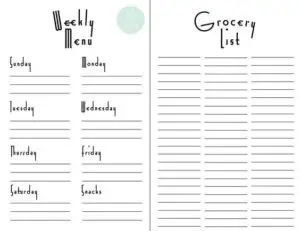 Free Printable Weekly Meal Planner with Grocery List