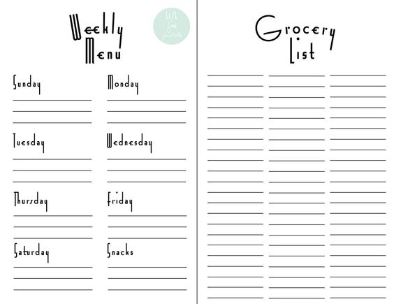 free printable meal planner with grocery list