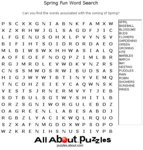 Hard Spring Word Search