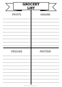 Healthy Grocery List Template