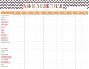 Monthly Budget Planner Worksheet