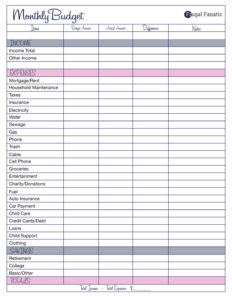 Monthly Household Budget Planner