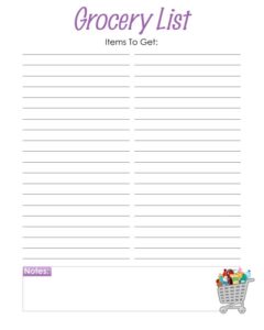 Printable Blank Grocery List