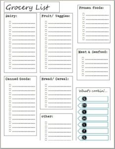 Printable Grocery List