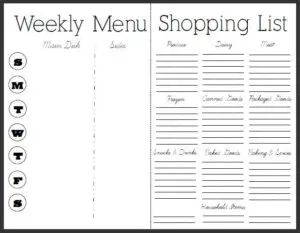 Printable Weekly Menu Planner with Grocery List
