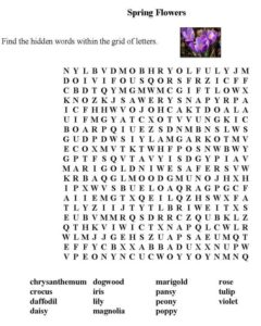 Spring Flowers Word Search
