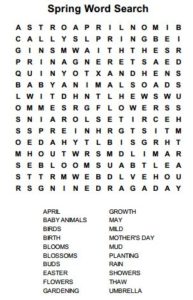 Spring Word Search Printable