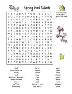 Spring Word Search Puzzles