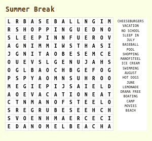 Summer Fun Word Search
