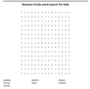 Summer Word Search Puzzles