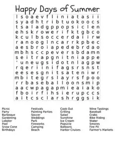 Summer Word Searches for Kids