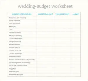 Budget Planner for Wedding