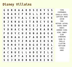 Disney Word Search Games