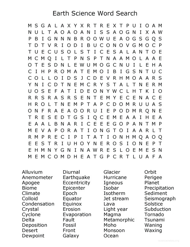 21 Knowledgeable Science Word Search Kitty Baby Love