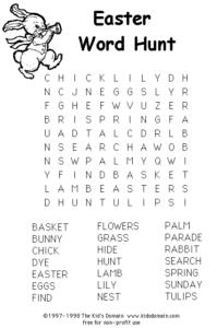 Easy Easter Word Search