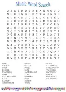 Easy Music Word Search