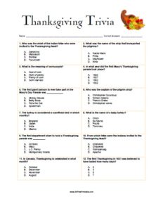 Free Thanksgiving Trivia Questions and Answers